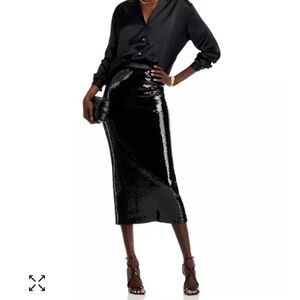 Black Sequin Midi Skirt
